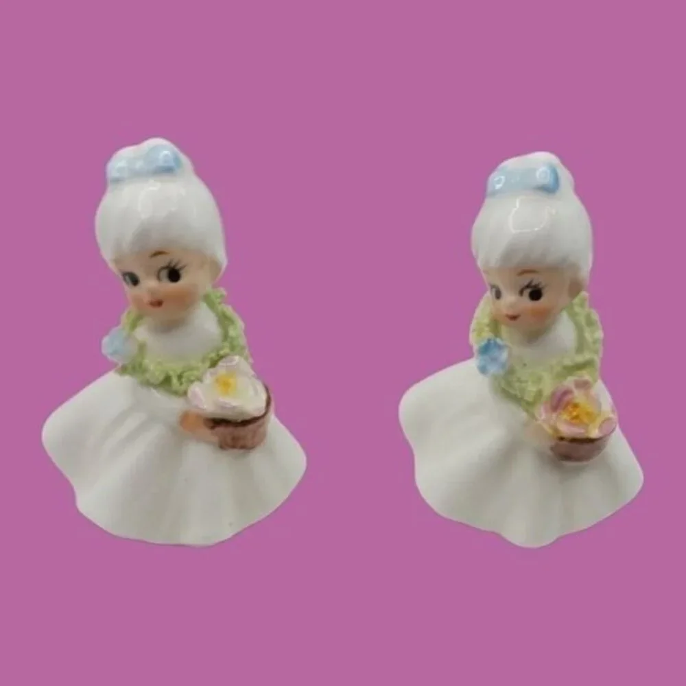 Napco ware vtg bone china flower girls lot of 2
